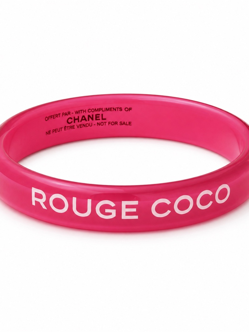 CHANEL Hot Pink 'Rouge Coco' Logo Bangle Bracelet